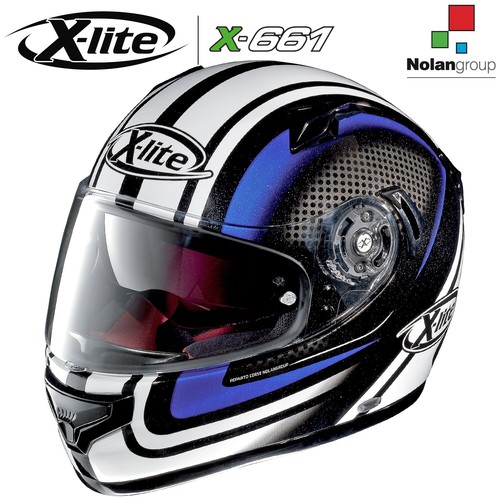 Helmet bike Fiber X-Lite x-661 Slipstream N-Com 036 Black White Blue | eBay