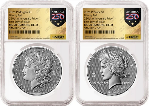 2 Coin Set 2026 Morgan Peace Diamond Field 250 Privy NGC MS70 FDOI Gold Presale3 - product listing photo