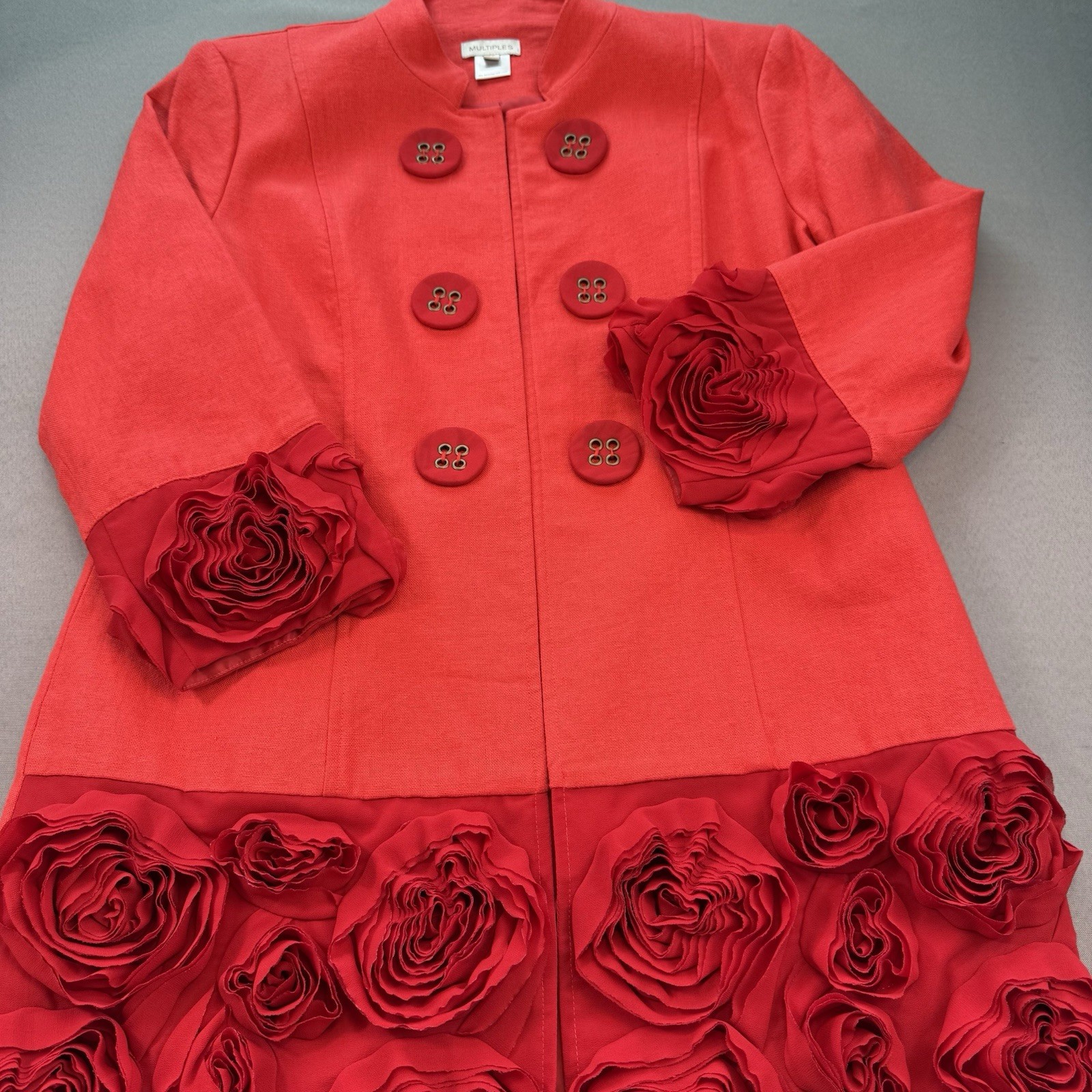 Multiples Jacket Womens Red Button Rosette Accent… - image 1
