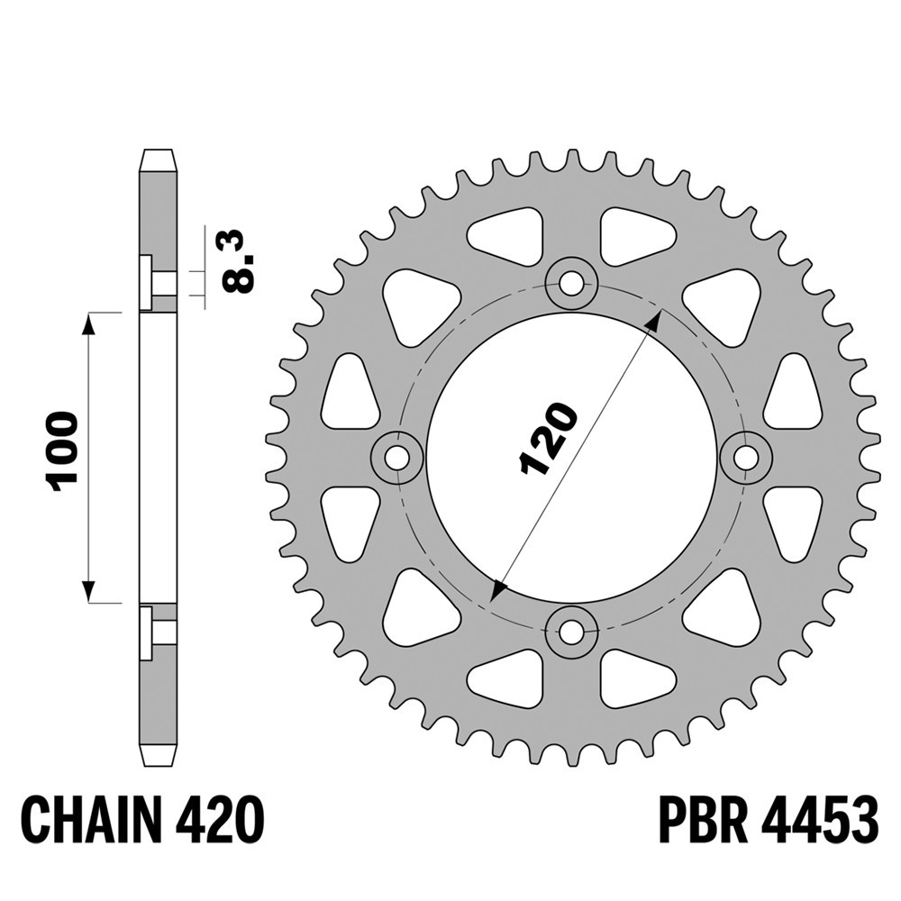 Couronne en acier PBR 62 dents pas 420 pour Betamotor RR Enduro 50