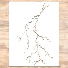Lightning Bolt Stencil | Reusable Nature Street Art 7"x 9", Milk White