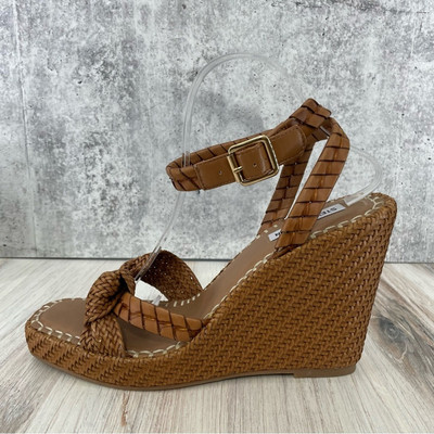 Steve Madden Jylan Woven Wedge Sandals Cognac Brown 11 New