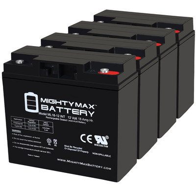 Mighty Max 12V 18AH INT Replacement Battery for EW72 Mobility Scooter - 4 Pack