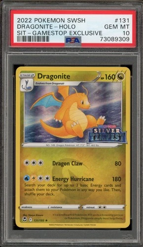 Pokemon Dragonite Gamestop Exclusive Silver Tempest Holo Rare #131 PSA 10
