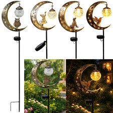 Hummingbird Moon Solar Garden Stake Light Waterproof Half Moon LED Pathway Decor