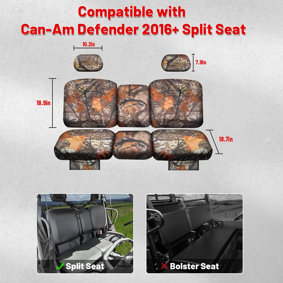 Fundas de asiento de banco divididas Defender para CAN AM DEFENDER HD7 HD9 HD10 DPS todos los años Foto 3 de 4