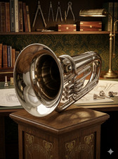Silver Plated Brass Euphonium, 3 Valve Marching Band Instrument, 24 Inch