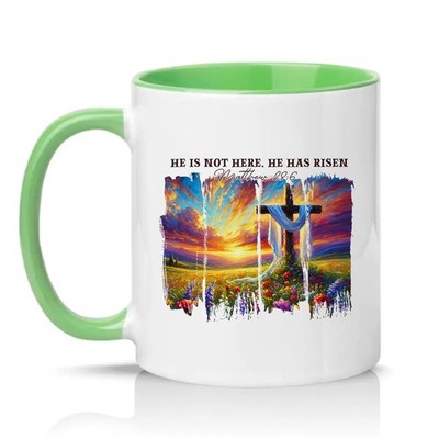 Er ist nicht hier Unisex 11 Unzen Keramiktasse Ostern christliches Geschenk für Sie & Ihn