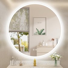 Bathroom Mirror with LED Lights 60 cm Round Anti-Fogging Dimmable Color Changing