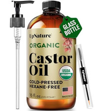 Organic Castor Oil in Glass Bottle 16 Oz 100 Pure Cold Pressed Unrefined Cast
