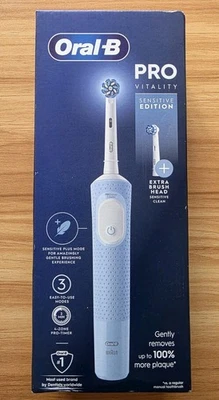 Oral-B Vitality Pro Electric Toothbrush - 2 Pin Plug, Blue Sensitive Clean