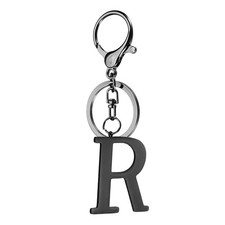 Initial Letter Keychain, 1PCS Key Chain Stainless Steel, Black Letter R
