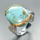 Fine Art Jewelry 17ct Natural Turquoise Ring 925 Sterling Silver Size 8 /R458221