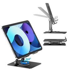 Swivel iPad Stand for Desk, Aluminum Stand for Desk with 360 Rotating Base, A...