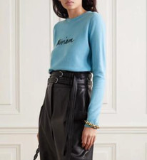BELLA FREUD LIGHT SKY BLUE 100% CASHMERE 'RIVIERA' EMBROIDERED SWEATER  JUMPER M