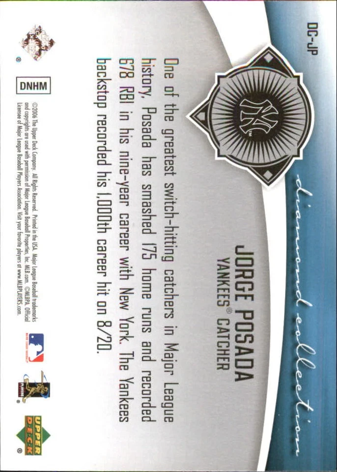 2006 Upper Deck Diamond Collection #JP Jorge Posada - BB - Image 2 of 2