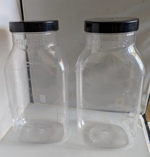 2 x 3800ml Clear Plastic Traditional Style Sweet Jars with Black Caps