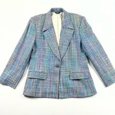 H W Vintage Multi-Colored Tweed Blazer 100 Silk Women's Size 6