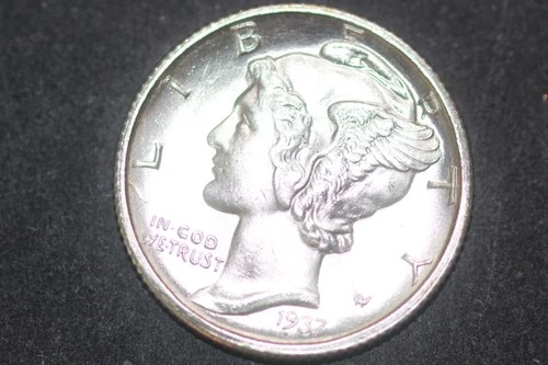 1937-D Mercury Dime, Full Split Bands, Solid Gem BU++ FSB, Heavy Mint Luster