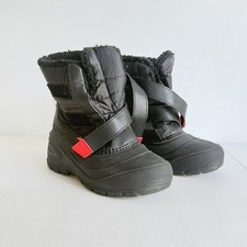 Wonder Nation Snow Boots Boy Size 2 Black Slip On Lined Winter Shoes
