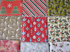 Lot of 9 Vtg 12x12" Christmas Gift Wrap Paper Wrapping Scrapbooking Crafts/Asr't