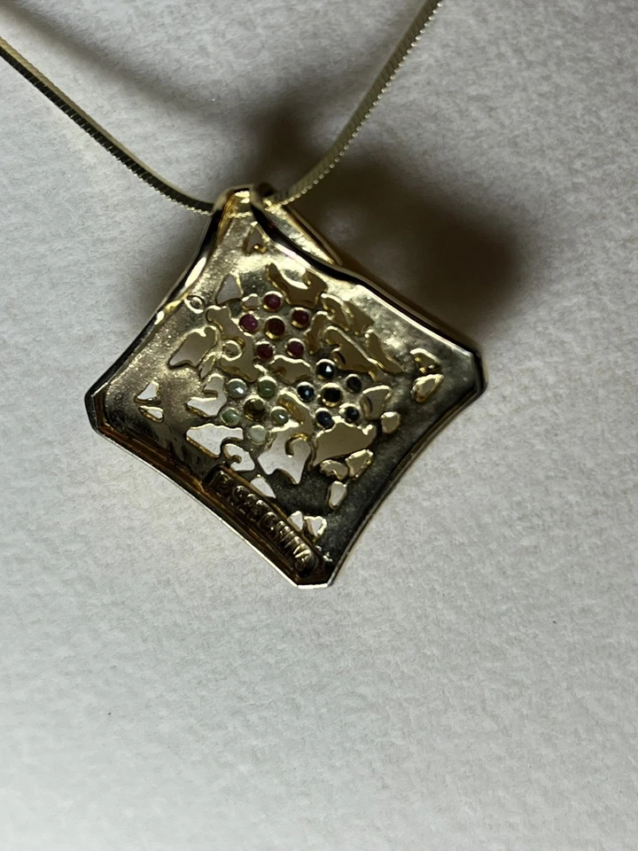 Colgante Ross Simon’s y diseño filigrana cadena 18” con esmeralda, zafiro, rubí Foto 4 de 4