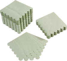 100 Pack Cocktail Napkin 2-Ply Scalloped Edged Dessert Napkins Folded 5 X 5 Inch