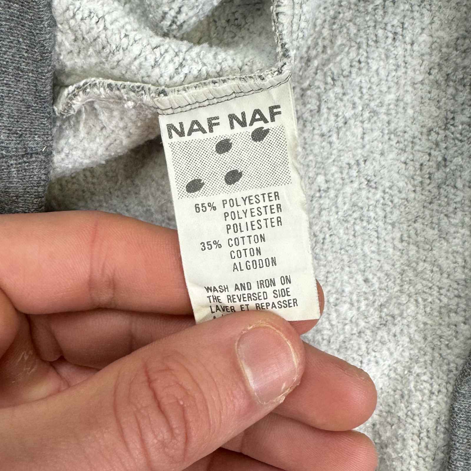 NAF NAF Men's Small Grey Sweatshirt Embroidered Multicoloured Logo Small Vintage image 7