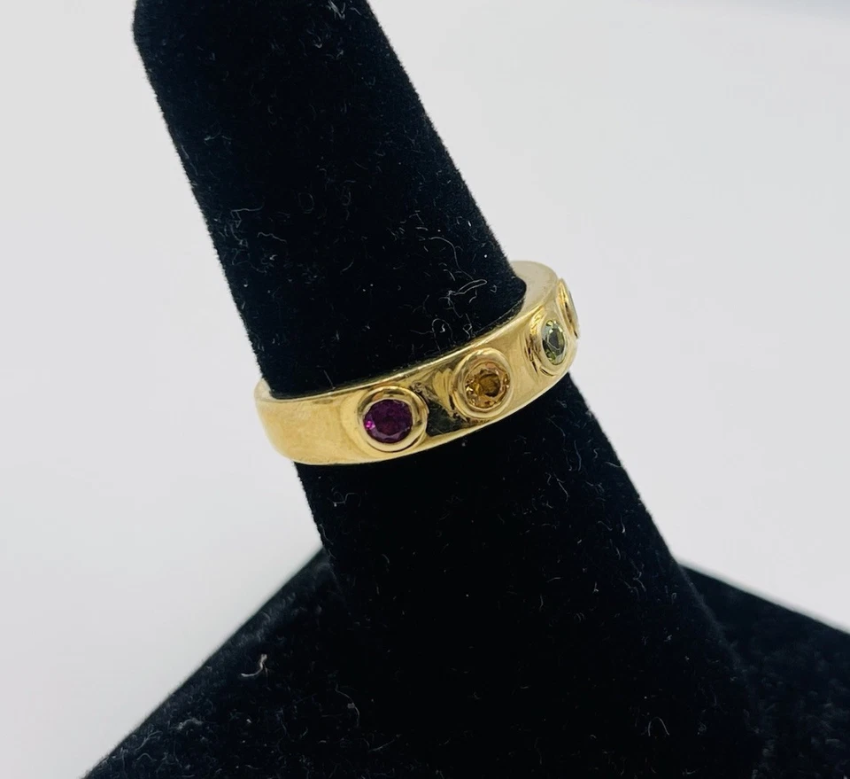 Кольцо с несколькими драгоценными камнями Effy из чистого серебра и золота с вермеем размер 7 - Изображение 2 из 4