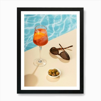Aperol Spritz Summer Dolce Vita Art Framed Wall Art Poster Canvas Print Picture