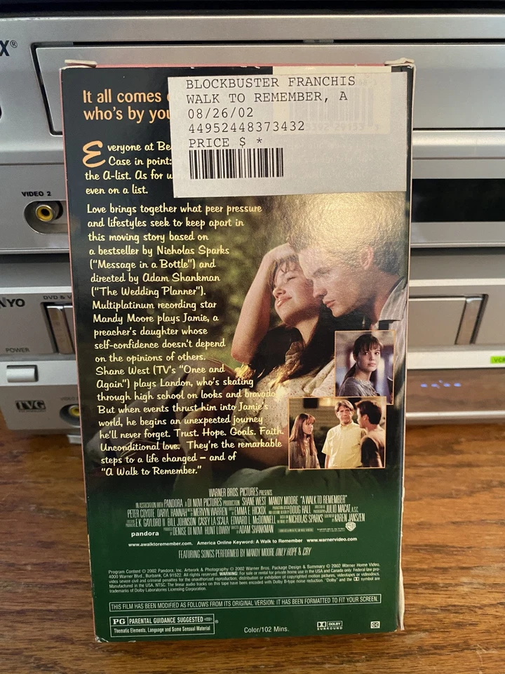 A Walk to Remember (VHS, 2002) Mandy Moore. Blockbuster Purchase. Free Shipping! - Image 2 of 2