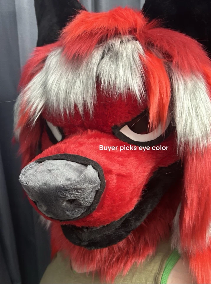 Готовый собачий меховой костюм голова сердитый красный - Изображение 2 из 4