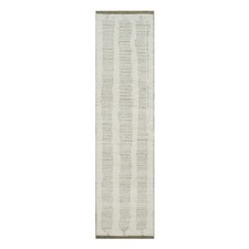 2'6" x 10' Ivory Hand Woven Flat Weave Textured Natural Wool Runner Rug R91726