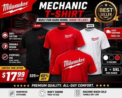 Milwaukee Style Mechanic T-Shirt 100% Cotton | Work Shirt Men | Durable Graphic 