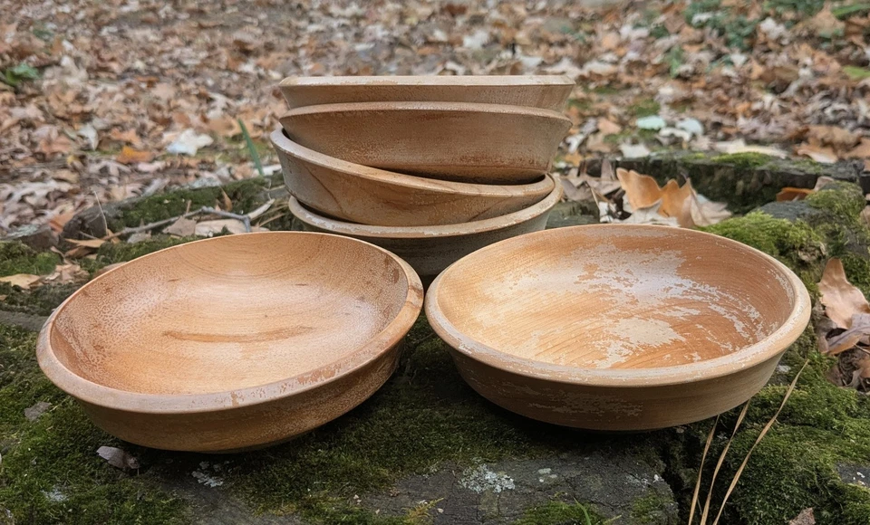 Conjunto de 6 tigelas de salada de madeira vintage Woodpecker Woodware - Feito no Japão - Imagem 2 de 4