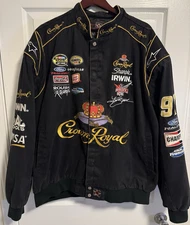 Vintage Crown Royal NASCAR Black Racing Jacket JH Design Kurt Busch Sz 5XL