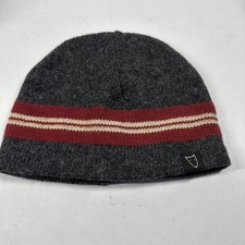 Attaboy Wool Knit Beanie Men’s Gray Orange Red Stripe Made In USA