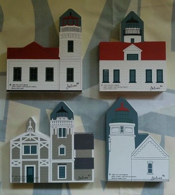Set 4 CATS MEOW 1994 West Coast Lighthouse Series Mukil Teo Point Pinos Heceta +