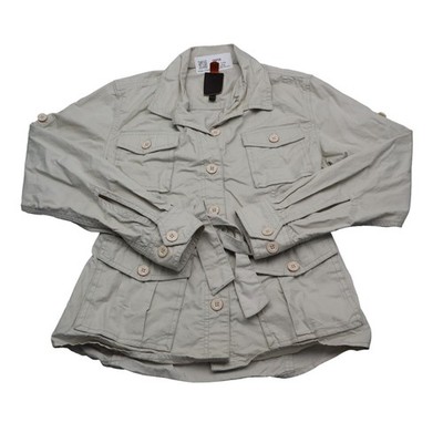 Lafuma Jacket Womens M Ivory Parka Long Sleeve Collared Belted Button Pocket