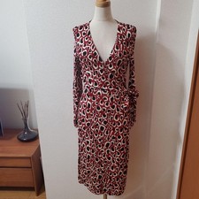 USED GUCCI LONG-SLEEVED RED LEOPARD PRINT DRESS GOOD
