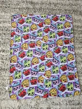 Shopkins Light Fleece Throw Plush Blanket Strawberry Green Apple 38" X 48" 2013