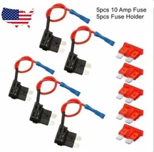 5 Sets Car Add-a-circuit Fuse TAP Adapter 10A Standard ATO ATC Blade Fuse Holder