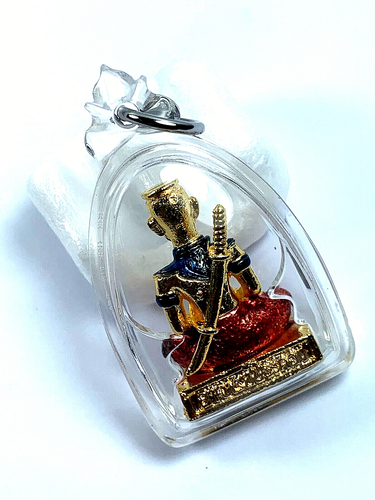 BRASS KHUN PAEN KUMAN TAKRUT STATUE PENDANT AJARN PRAKONG GAMBLING THAI AMULET - Picture 11 of 12