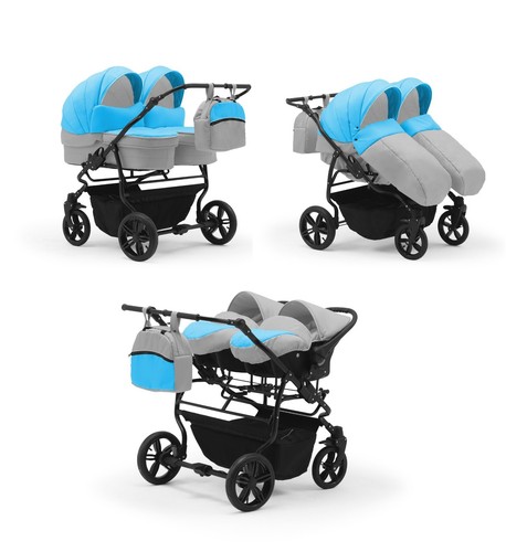 ZWILLINGSWAGEN + 2 x AUTOSITZE ISOFIX + ADAPTER 3 in 1 - KINDERWAGEN 27 FARBEN - Bild 12 von 24