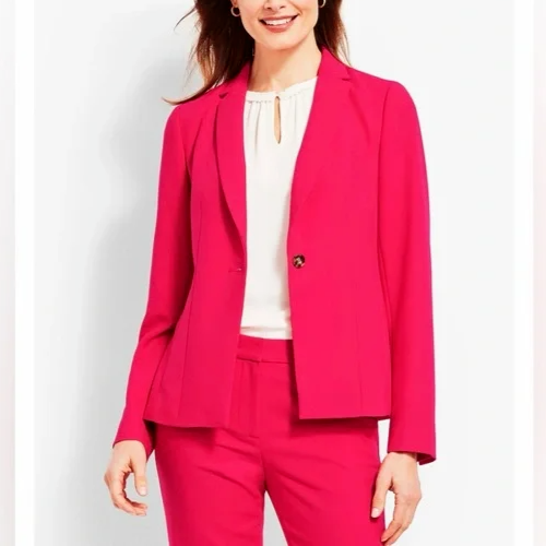 Talbots Pink Jacket Blazer Size 20W Petite Italian Fabric Double Cloth NWT - Picture 2 of 11