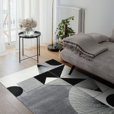 OLIVO.shop Tappeto salotto moderno, tappeto arredamento pelo corto – ART B&W