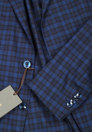 Boglioli K Jacket Blue Checked Suit Size 50 IT / 40R U.S. New With Tags - Picture 4 of 7