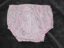 POTTERY BARN KIDS PINK GRAY IKAT MEDALLION GIRL DIAPER COVER MONOGRAM "A" 6-12
