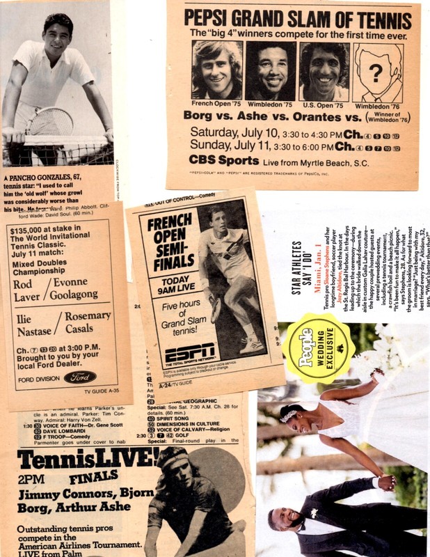 professional Tennis Players-1/2 pound separate clippings pages lot-45+ years