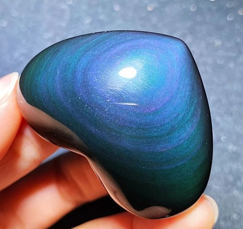 Rare Natural Rainbow Flash Obsidian Sphere Heart Reiki Stone Healing C78 - Picture 10 of 13